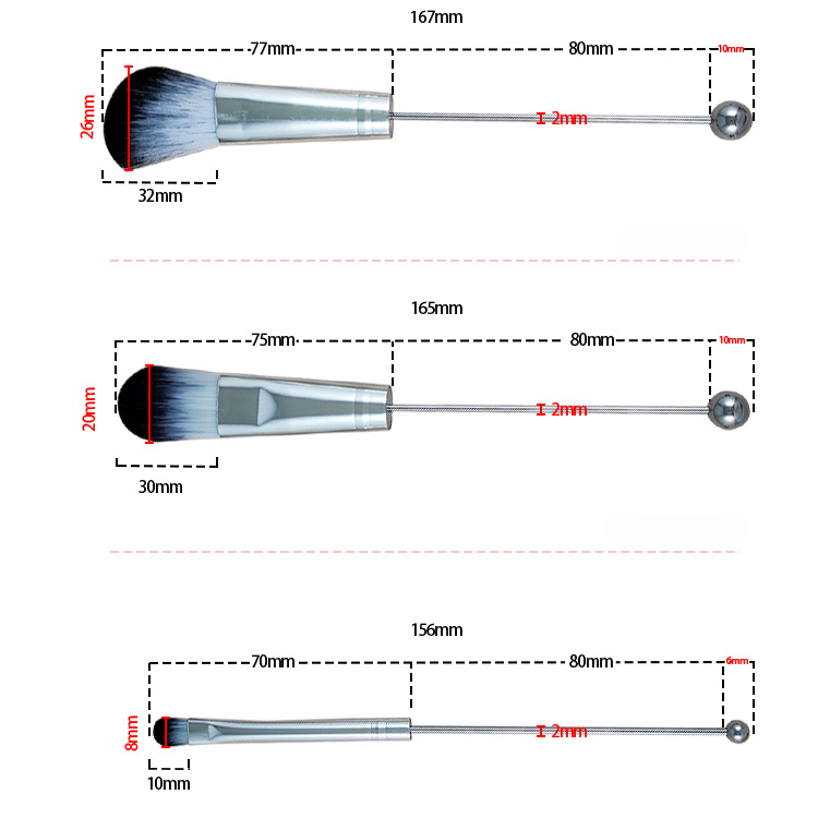 Wholesale Beadable Makeup Brush Pole 3.15 inches Set DIY for Beaded